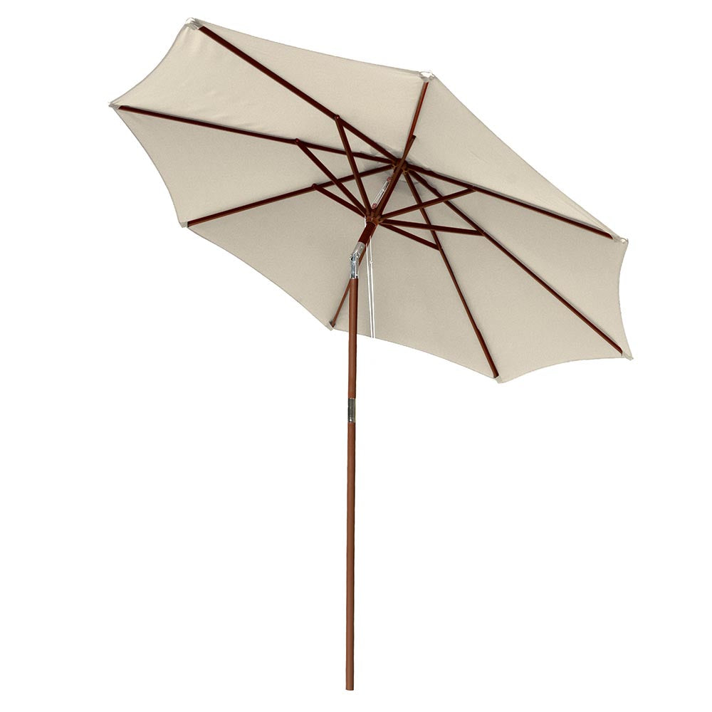 Yescom 9 ft 8-Rib Patio Outdoor Wooden Tilt Umbrella Color Options, Beige Image