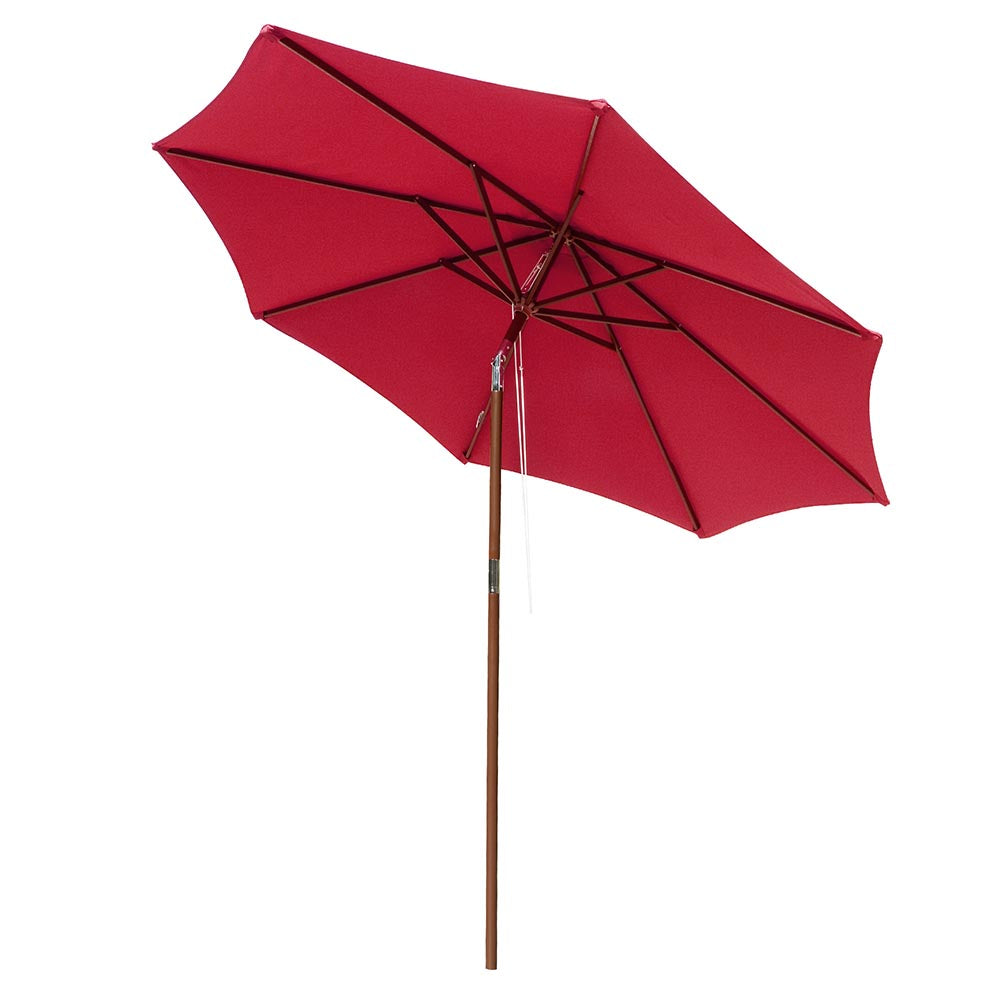 Yescom 9 ft 8-Rib Patio Outdoor Wooden Tilt Umbrella Color Options, Red Image
