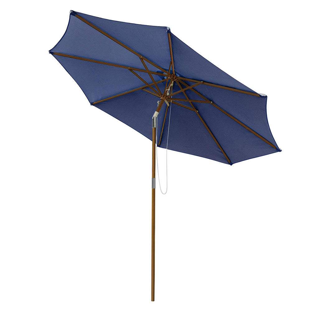 Yescom 9 ft 8-Rib Patio Outdoor Wooden Tilt Umbrella Color Options, Navy Image