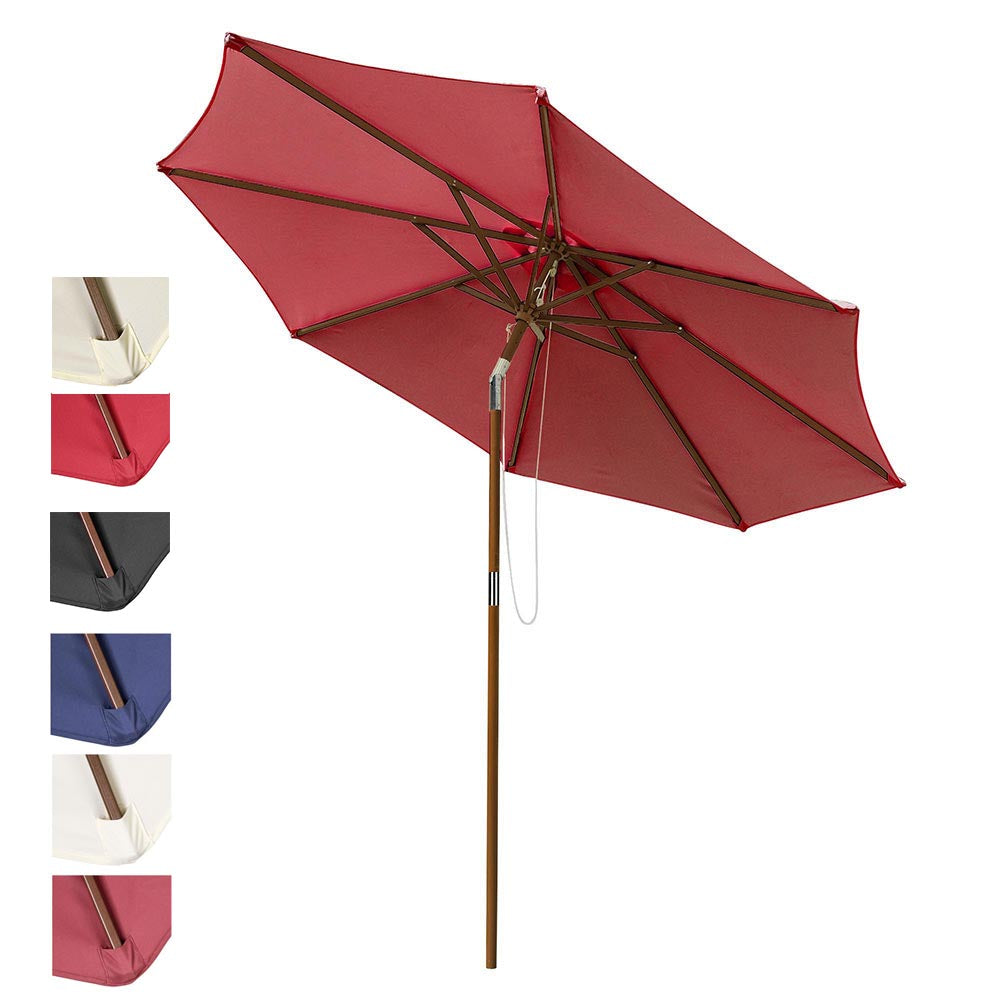 Yescom 9 ft 8-Rib Patio Outdoor Wooden Tilt Umbrella Color Options