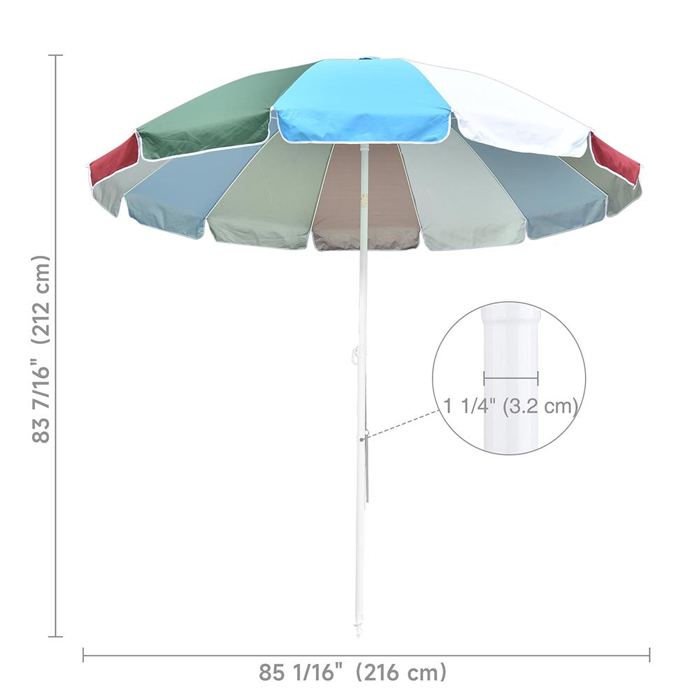 Yescom Beach Umbrella Tilt 8 ft 12-rib w/ Anchor
