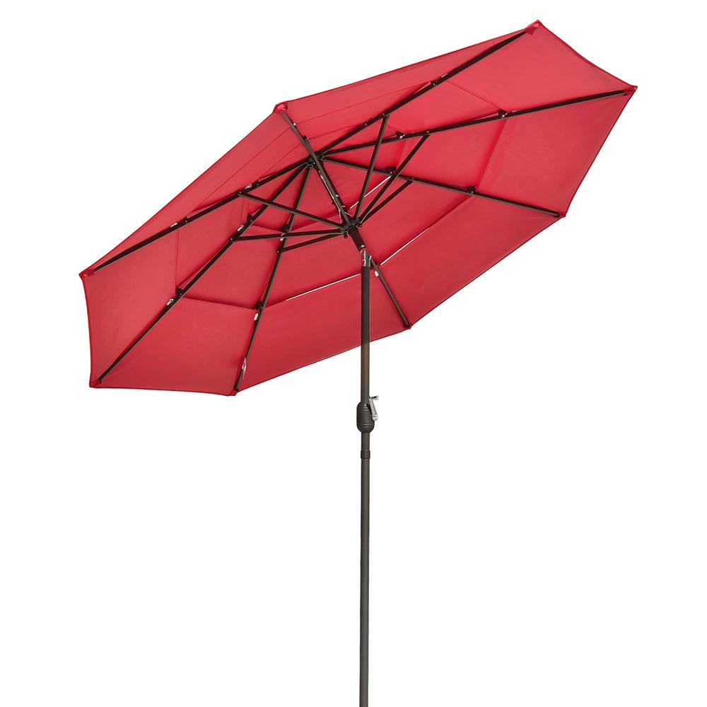 Yescom 9ft 8-Rib Patio Outdoor Market Umbrella 3-Tiered Tilt, Flame Scarlet Image