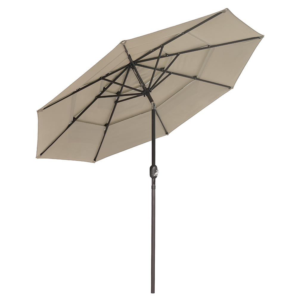 Yescom 9ft 8-Rib Patio Outdoor Market Umbrella 3-Tiered Tilt, Khaki Image