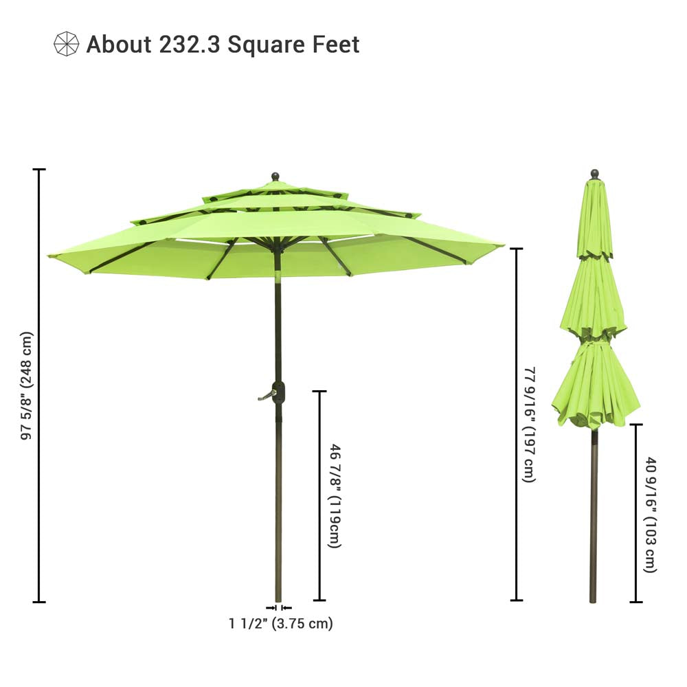 Yescom 9ft 8-Rib Patio Outdoor Market Umbrella 3-Tiered Tilt Image
