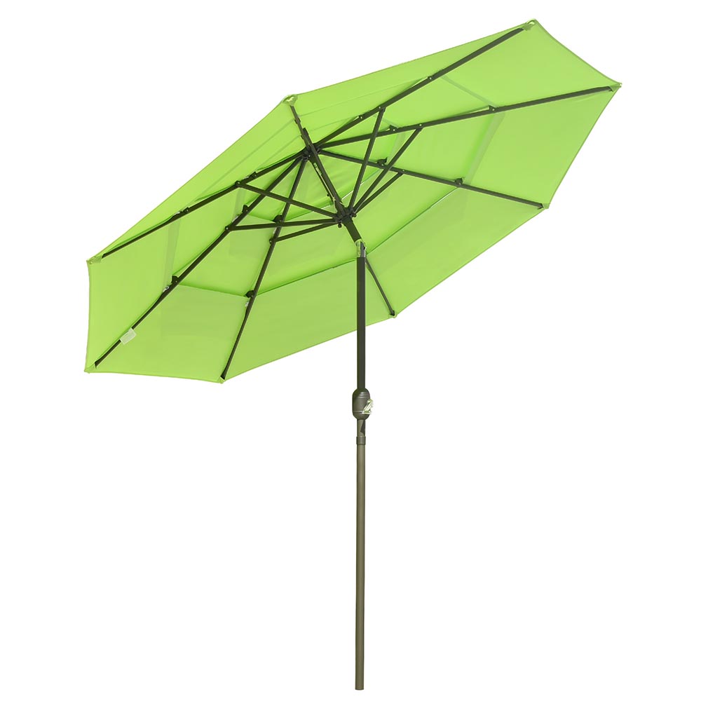 Yescom 9ft 8-Rib Patio Outdoor Market Umbrella 3-Tiered Tilt, Green Glow Image