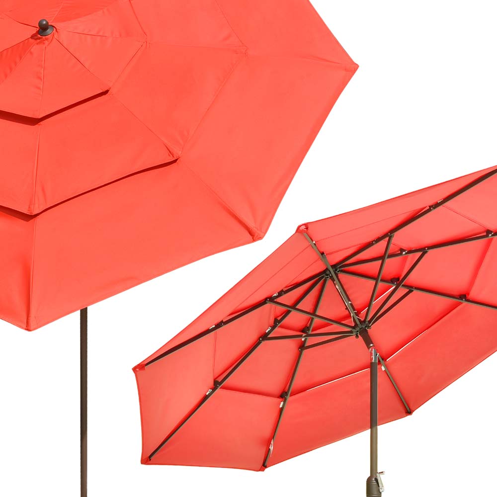 Yescom 10ft 8-Rib Patio Outdoor Market Umbrella 3-Tiered Tilt Image