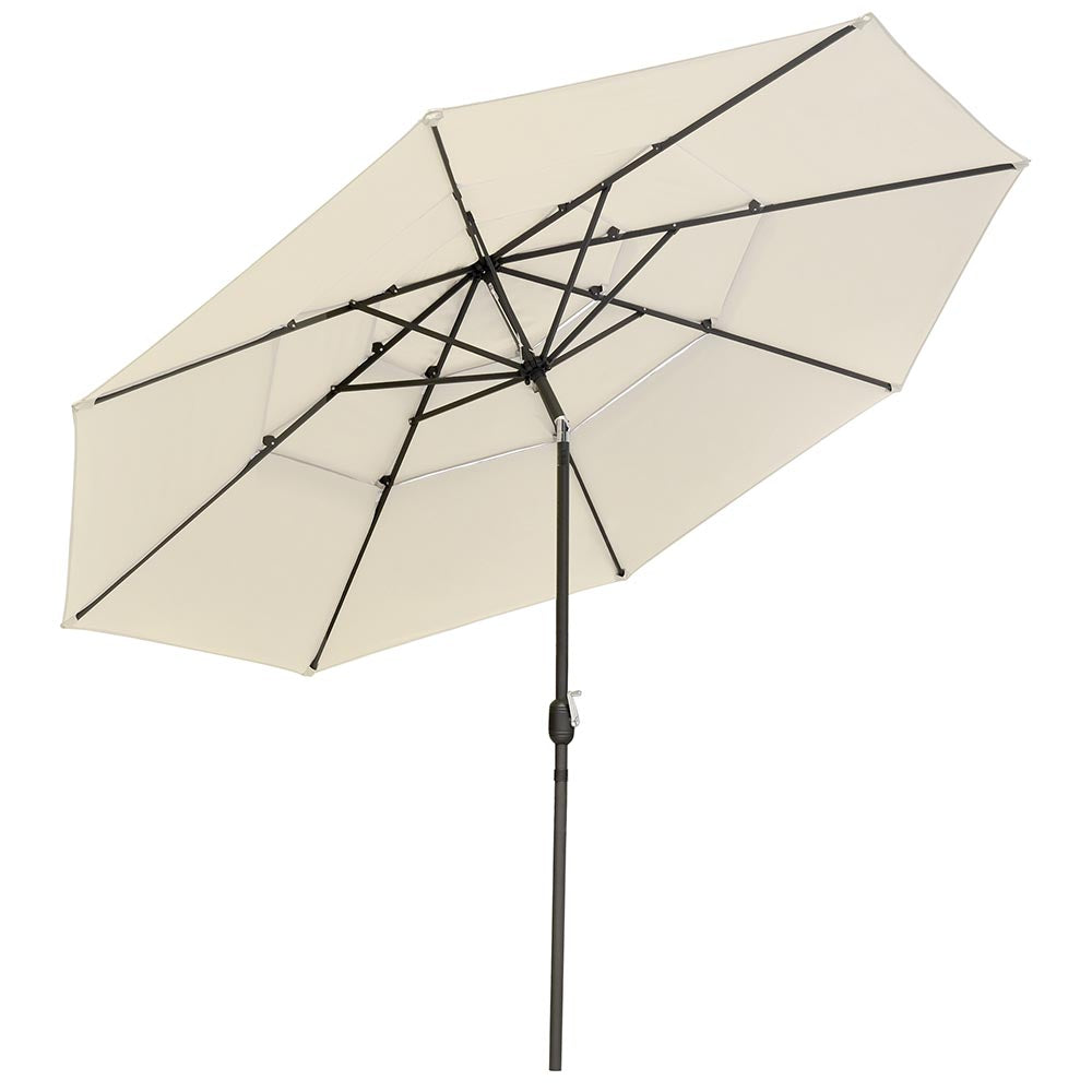 Yescom 11ft 8-Rib Patio Outdoor Market Umbrella 3-Tiered Tilt, Beige Image