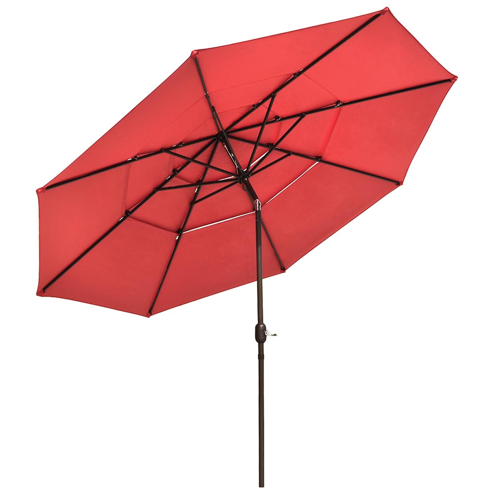 Yescom 11ft 8-Rib Patio Outdoor Market Umbrella 3-Tiered Tilt, Flame Scarlet Image