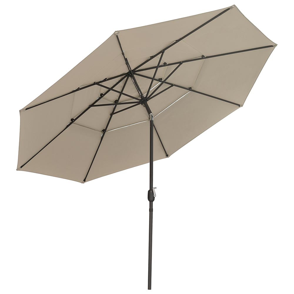 Yescom 11ft 8-Rib Patio Outdoor Market Umbrella 3-Tiered Tilt, Khaki Image