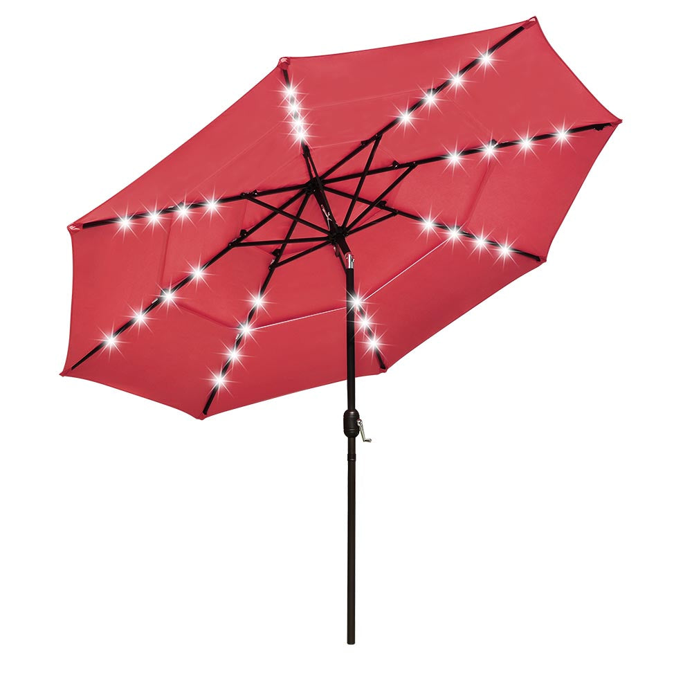 Yescom 10ft Prelit Umbrella 3-Tiered Patio Umbrella with Lights, Flame Scarlet Image