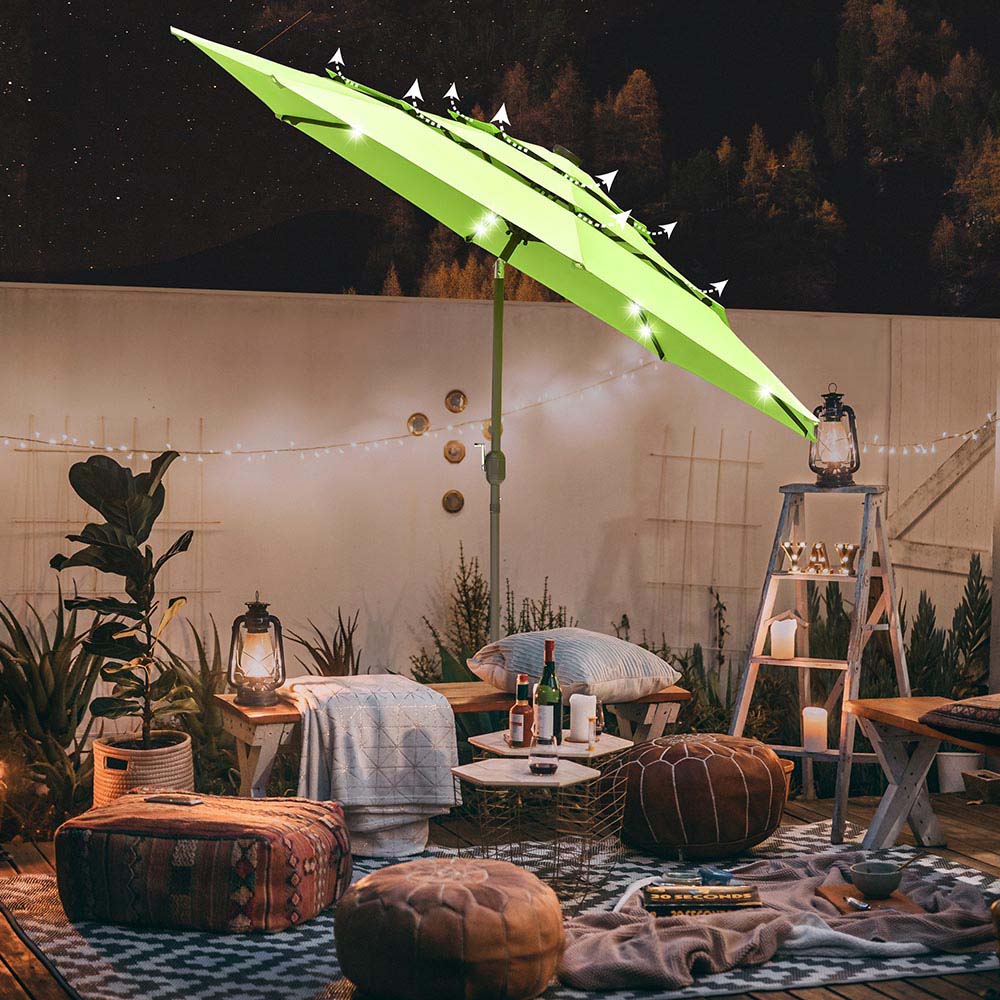 Yescom 10ft Prelit Umbrella 3-Tiered Patio Umbrella with Lights Image