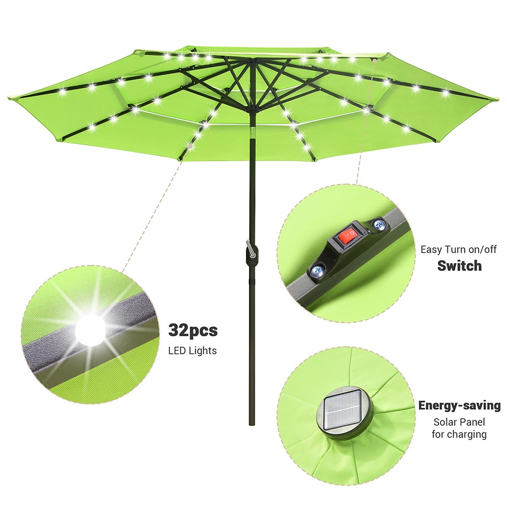 Yescom 10ft Prelit Umbrella 3-Tiered Patio Umbrella with Lights Image