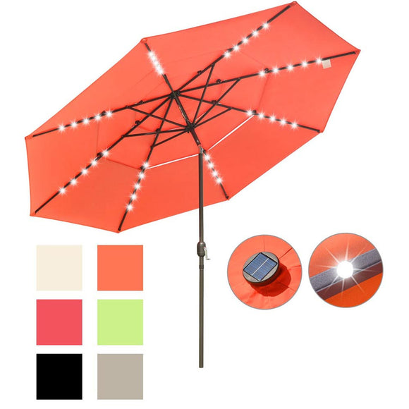 Yescom 11ft Prelit Umbrella 3-Tiered Patio Umbrella with Lights Image