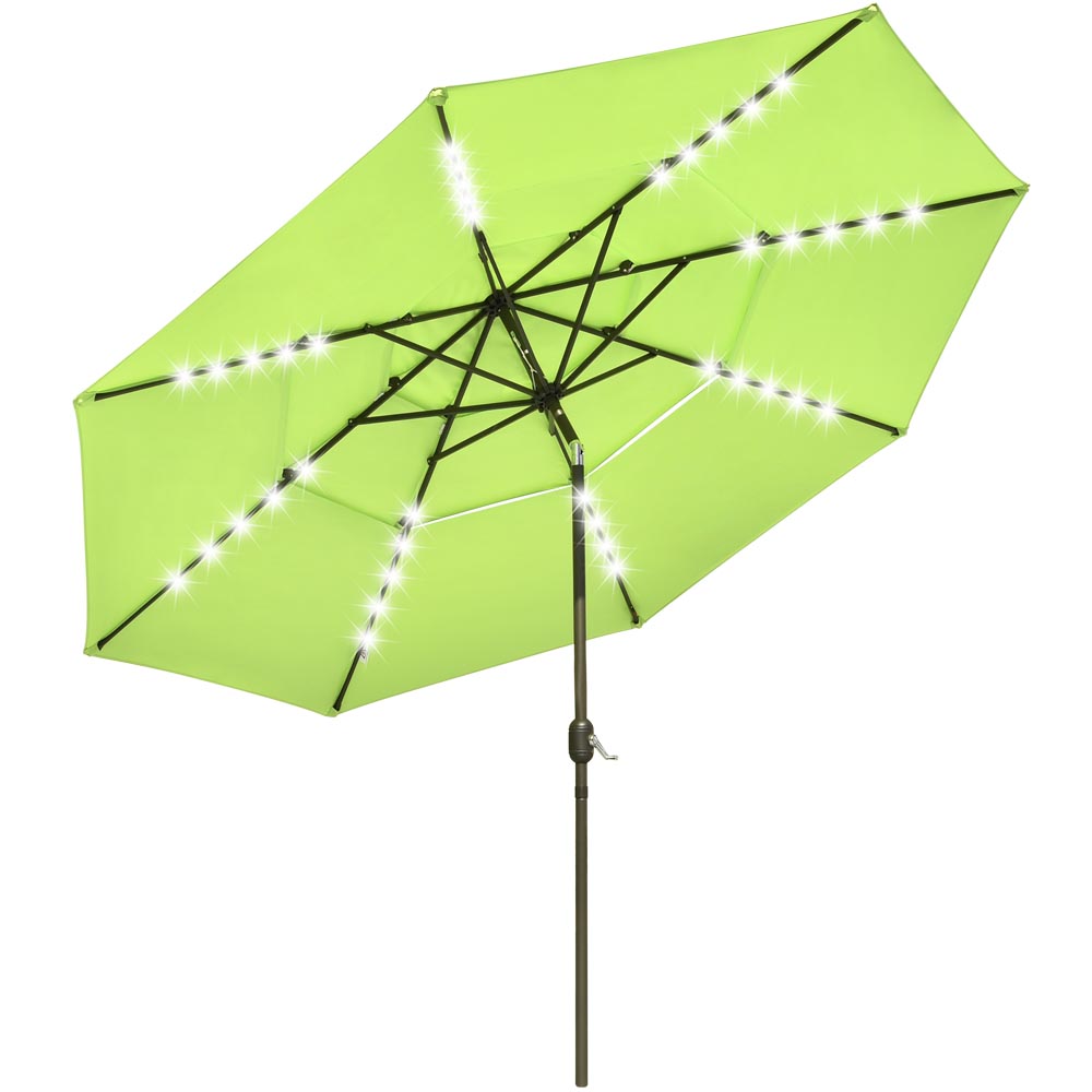 Yescom 11ft Prelit Umbrella 3-Tiered Patio Umbrella with Lights, Green Glow Image