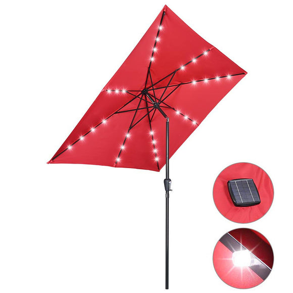 Yescom Prelit Patio Umbrella with Lights Square 9' 8-Rib Red