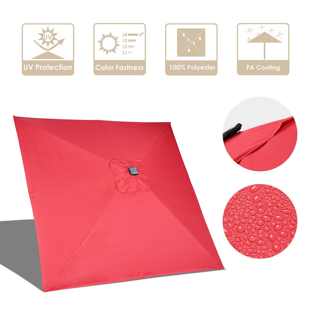 Yescom Prelit Patio Umbrella with Lights Square 9' 8-Rib Red Image