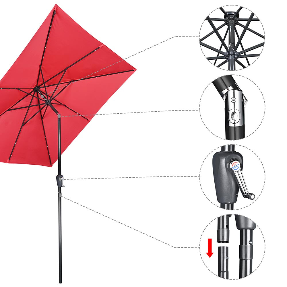 Yescom Prelit Patio Umbrella with Lights Square 9' 8-Rib Image