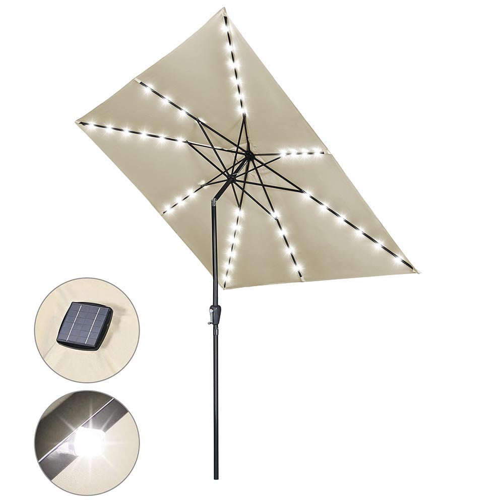 Yescom Prelit Patio Umbrella with Lights Square 10' 8-Rib, Beige Image