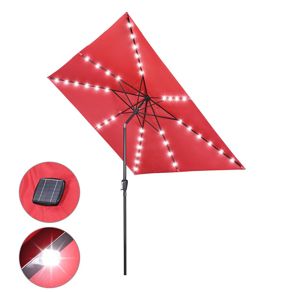 Yescom Prelit Patio Umbrella with Lights Square 10' 8-Rib, Red Image