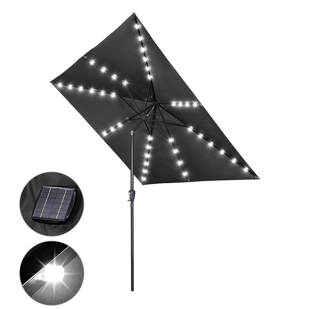 Yescom Prelit Patio Umbrella with Lights Square 10' 8-Rib, Black Image