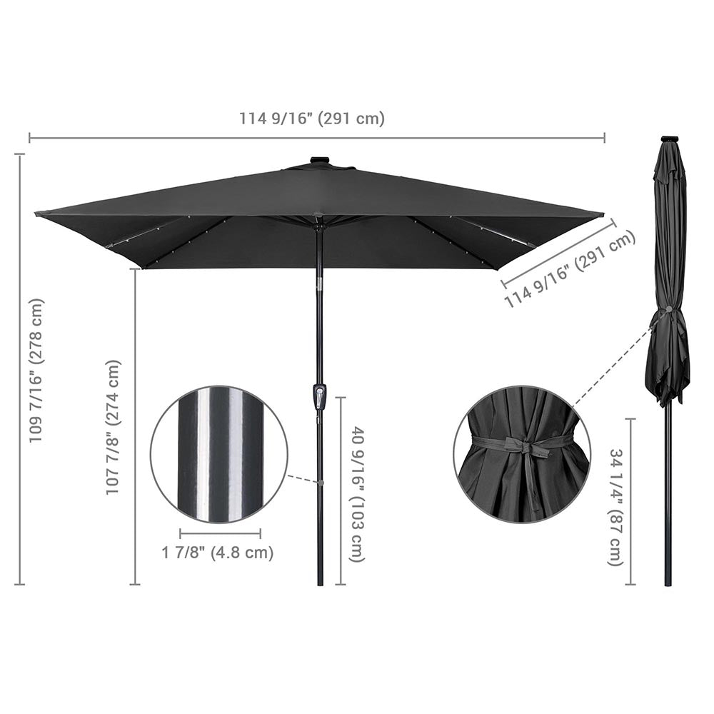 Yescom Prelit Patio Umbrella with Lights Square 10' 8-Rib Image