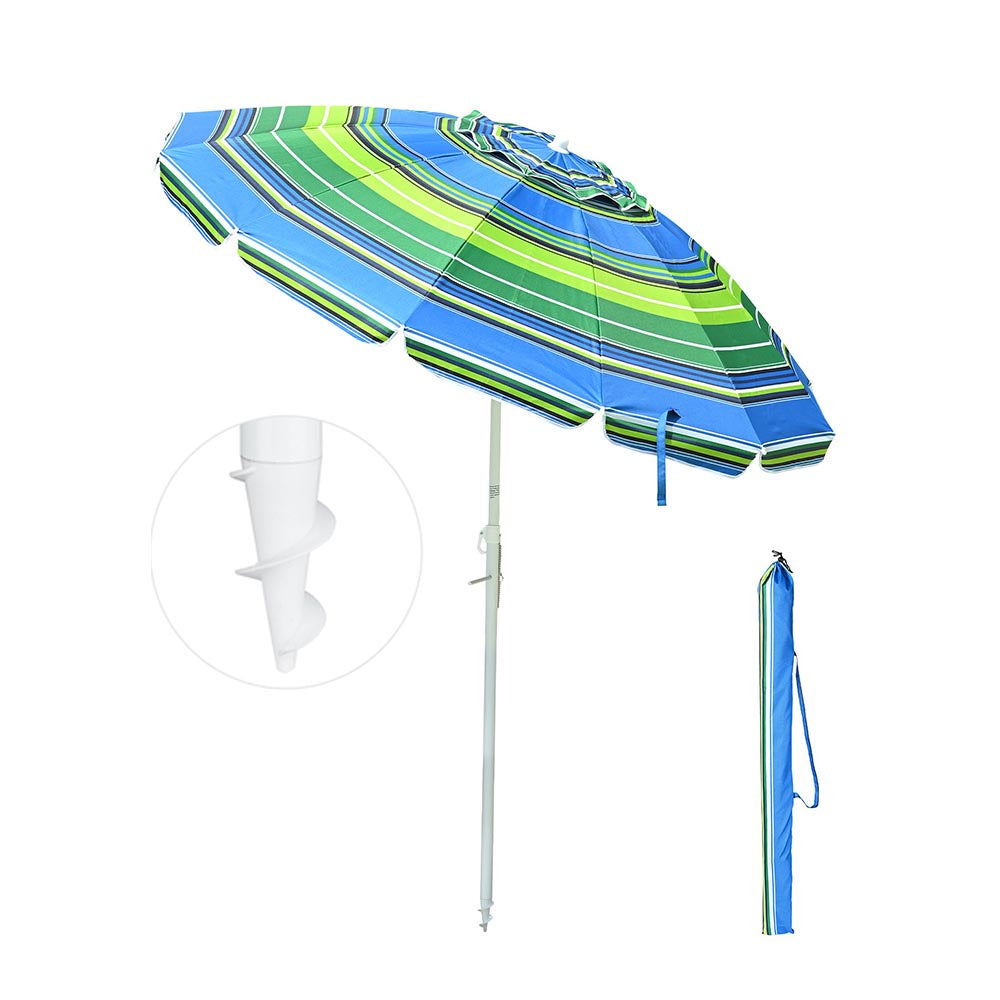 Yescom Beach Umbrella Tilt 7 ft 12-rib w/ Anchor, Stripe Image