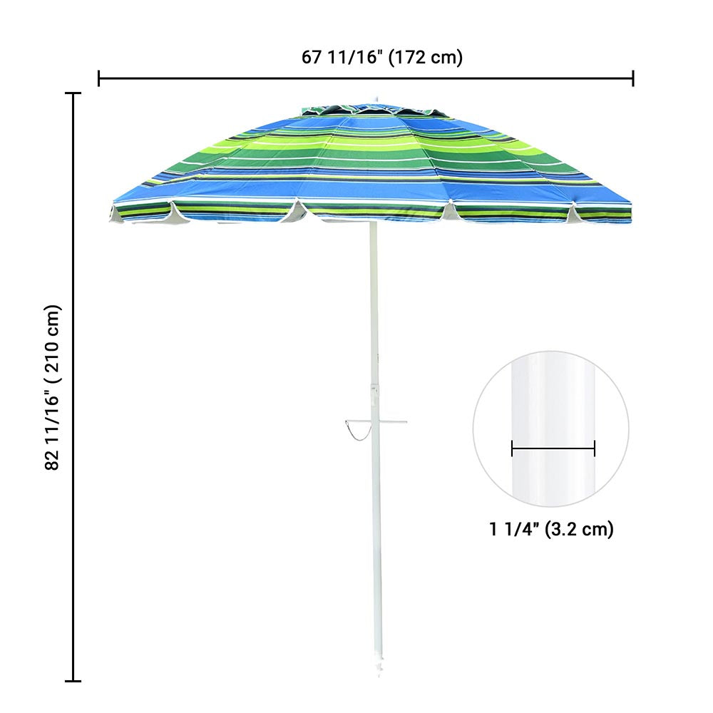 Yescom Beach Umbrella Tilt 7 ft 12-rib w/ Anchor