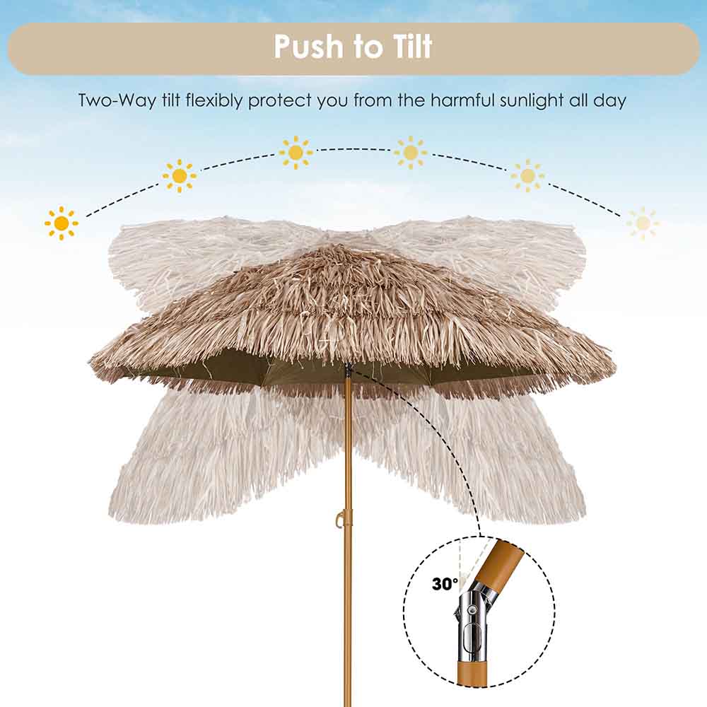 Yescom 6ft Tiki Umbrella Tilt Patio Outdoor Umbrella 8-rib 2ct/Pack Image