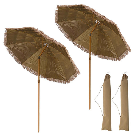 Yescom 8ft Tiki Umbrella Tilt Patio Outdoor Umbrella 8-rib 2ct/Pack Image