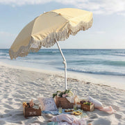 beach and patio umbrella Yescom Fringe Beach Umbrella 6ft 8-rib with Anchor