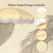 Yescom 6ft Fringe Patio Beach Umbrella with Weighted Base Image