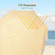 Yescom 6ft Fringe Patio Beach Umbrella with Weighted Base Image