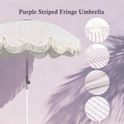 Yescom 6ft Fringe Patio Beach Umbrella with Weighted Base Image