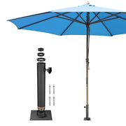 Yescom 13ft Patio Wood Market Umbrella with Deck Mount, Blue Image