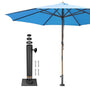 Yescom 13ft Patio Wood Market Umbrella with Deck Mount, Blue Image