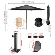 Yescom 13ft Patio Wood Market Umbrella with Deck Mount Image