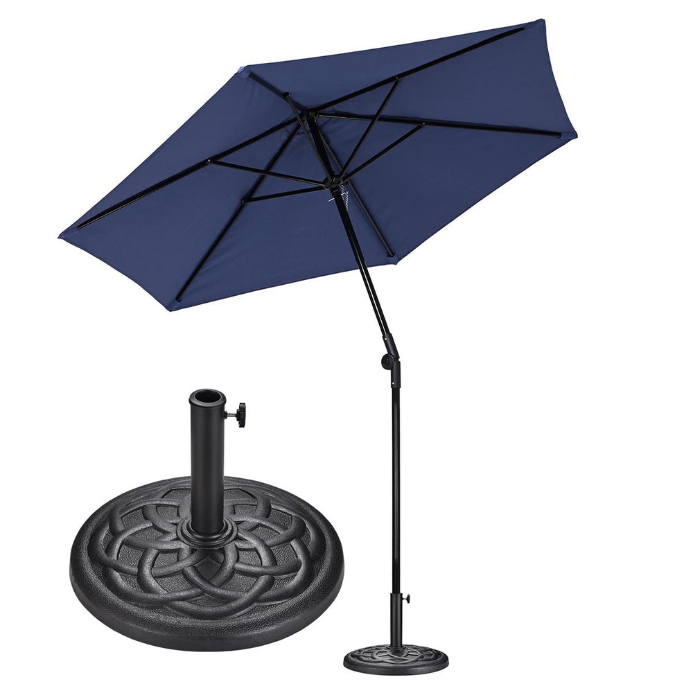 7 ft. patio umbrella Yescom Metal Patio Umbrella 6 Ribs Sunshade Table Umbrella Tilt with Crank, Blue