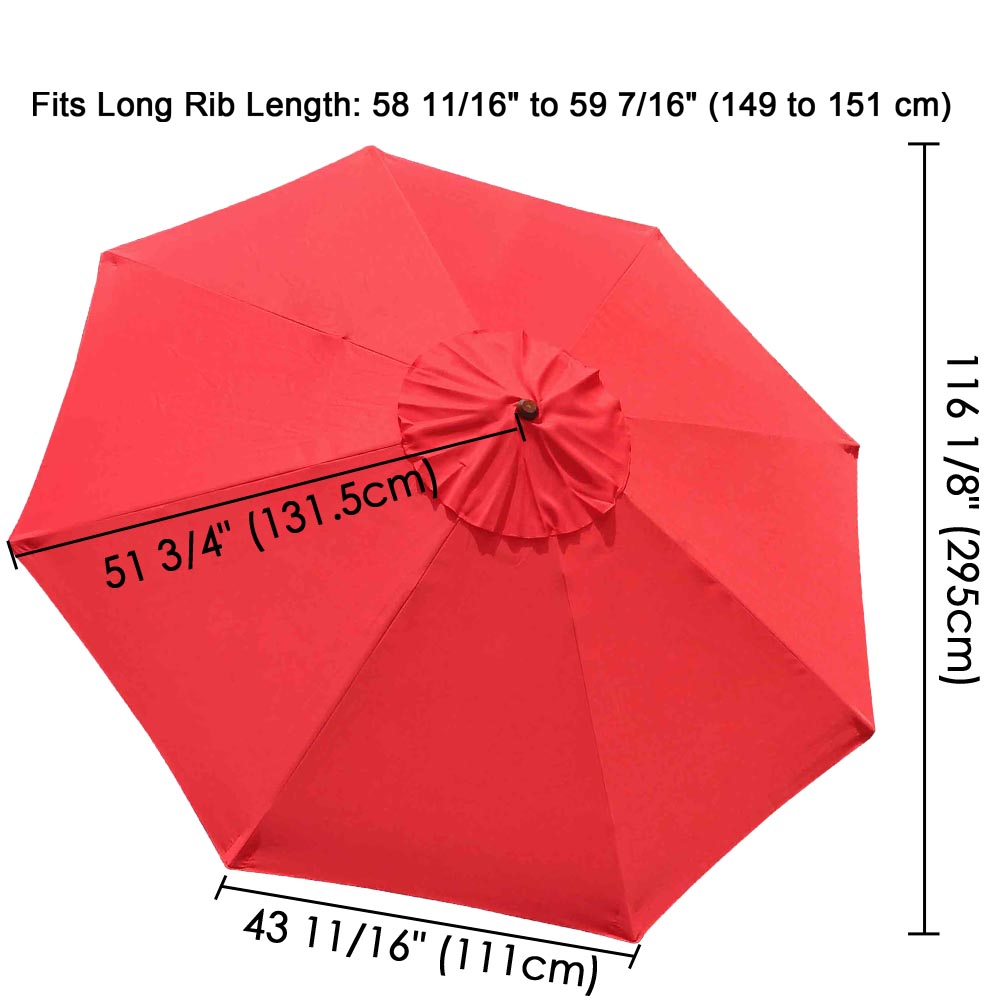 Yescom 10' Outdoor Market Umbrella Replacement Canopy, Red Image