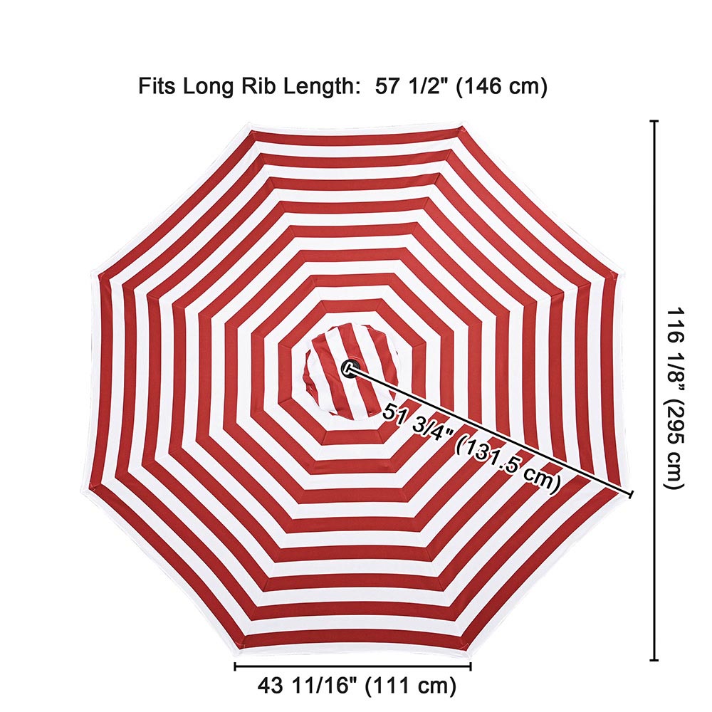 Yescom 10' Outdoor Market Umbrella Replacement Canopy, Red White Image
