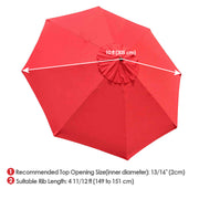 Yescom USA 10' Umbrella Replacement Cover Top 8 Rib Deck Outdoor Canopy Garden Beach Patio