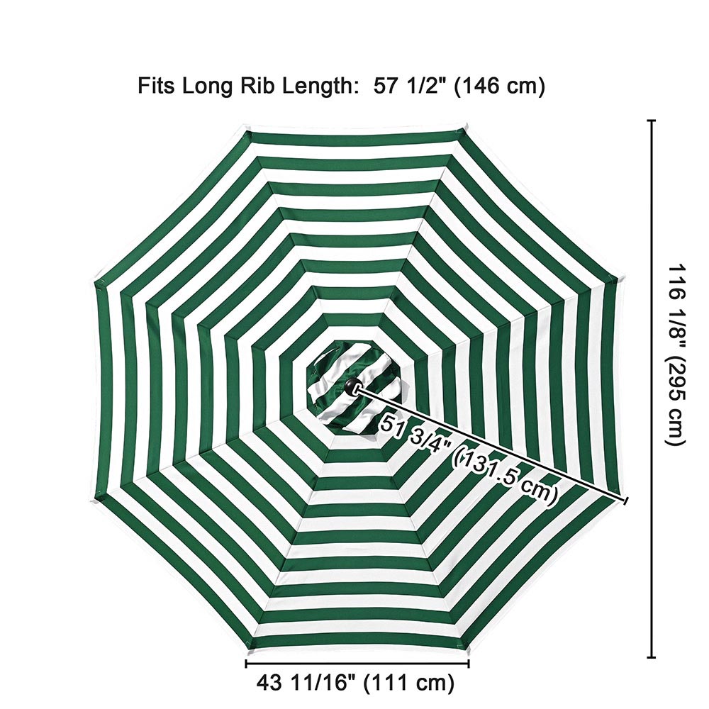 Yescom 10' Outdoor Market Umbrella Replacement Canopy, Green White Image