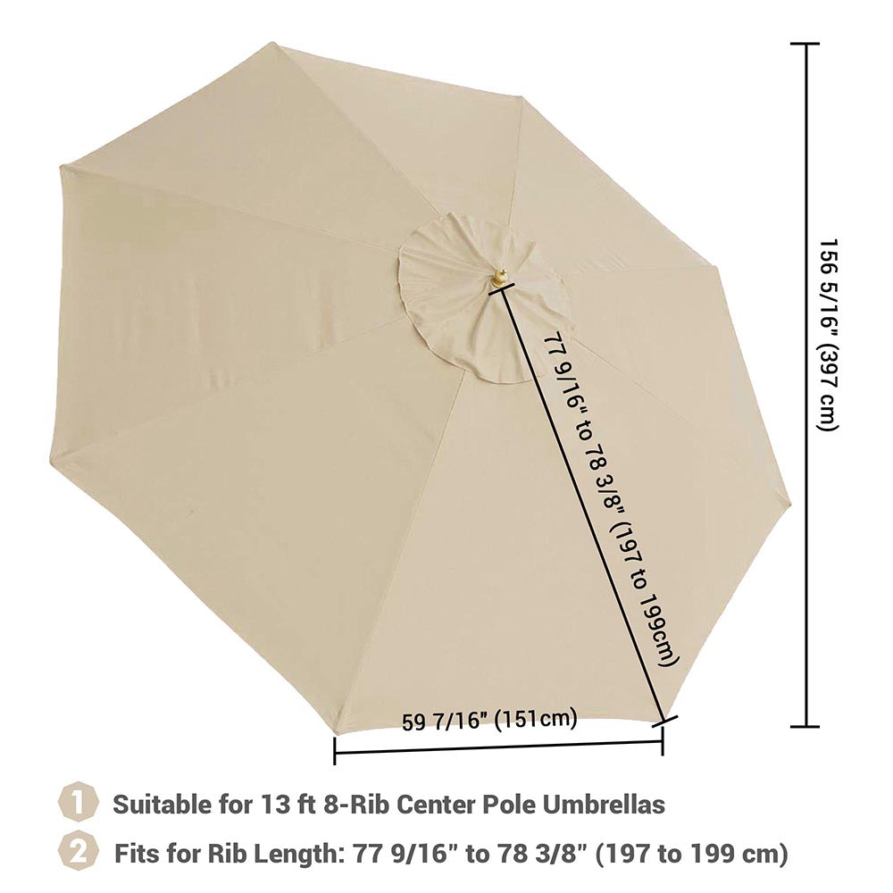 Yescom 13' Outdoor Market Umbrella Replacement Canopy 8-Rib, Beige Image