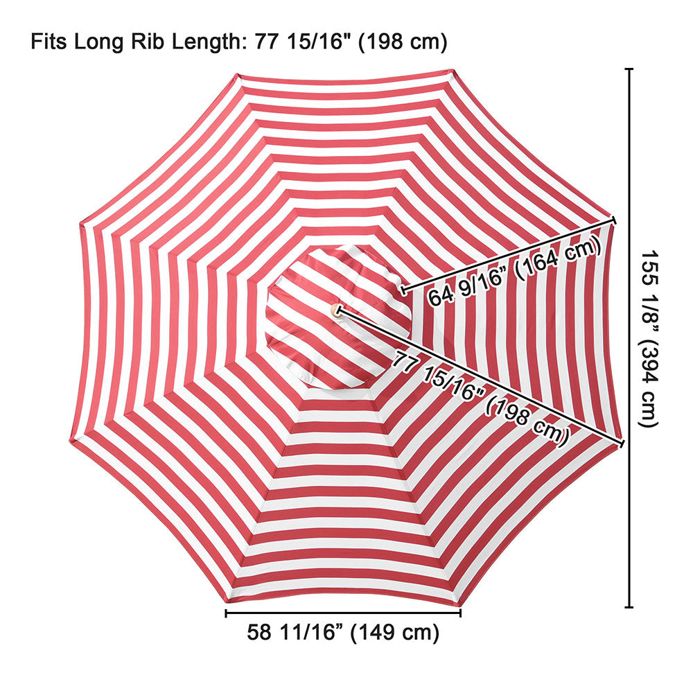 Yescom 13' Outdoor Market Umbrella Replacement Canopy 8-Rib, Red White Image