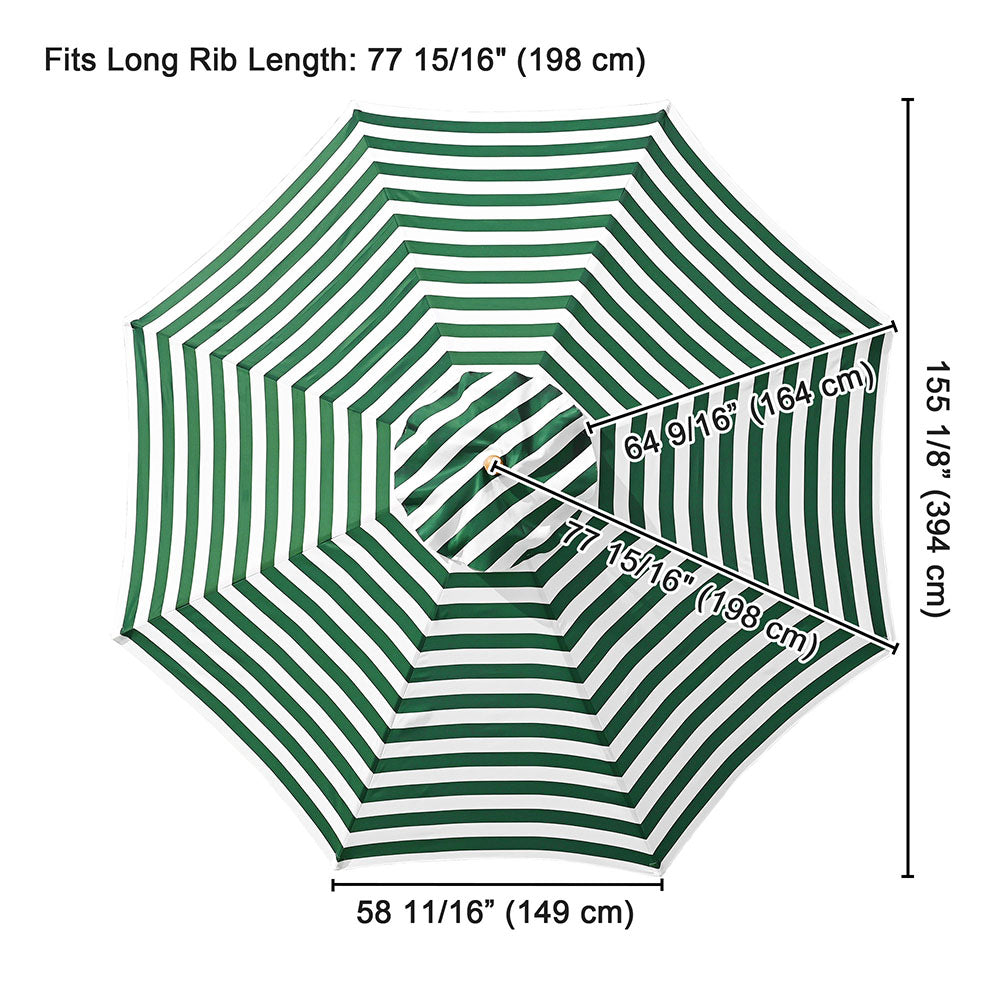 Yescom 13' Outdoor Market Umbrella Replacement Canopy 8-Rib, Green White Image