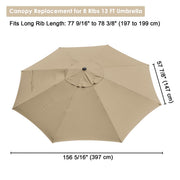 Yescom 13' Outdoor Market Umbrella Replacement Canopy 8-Rib, Khaki Image