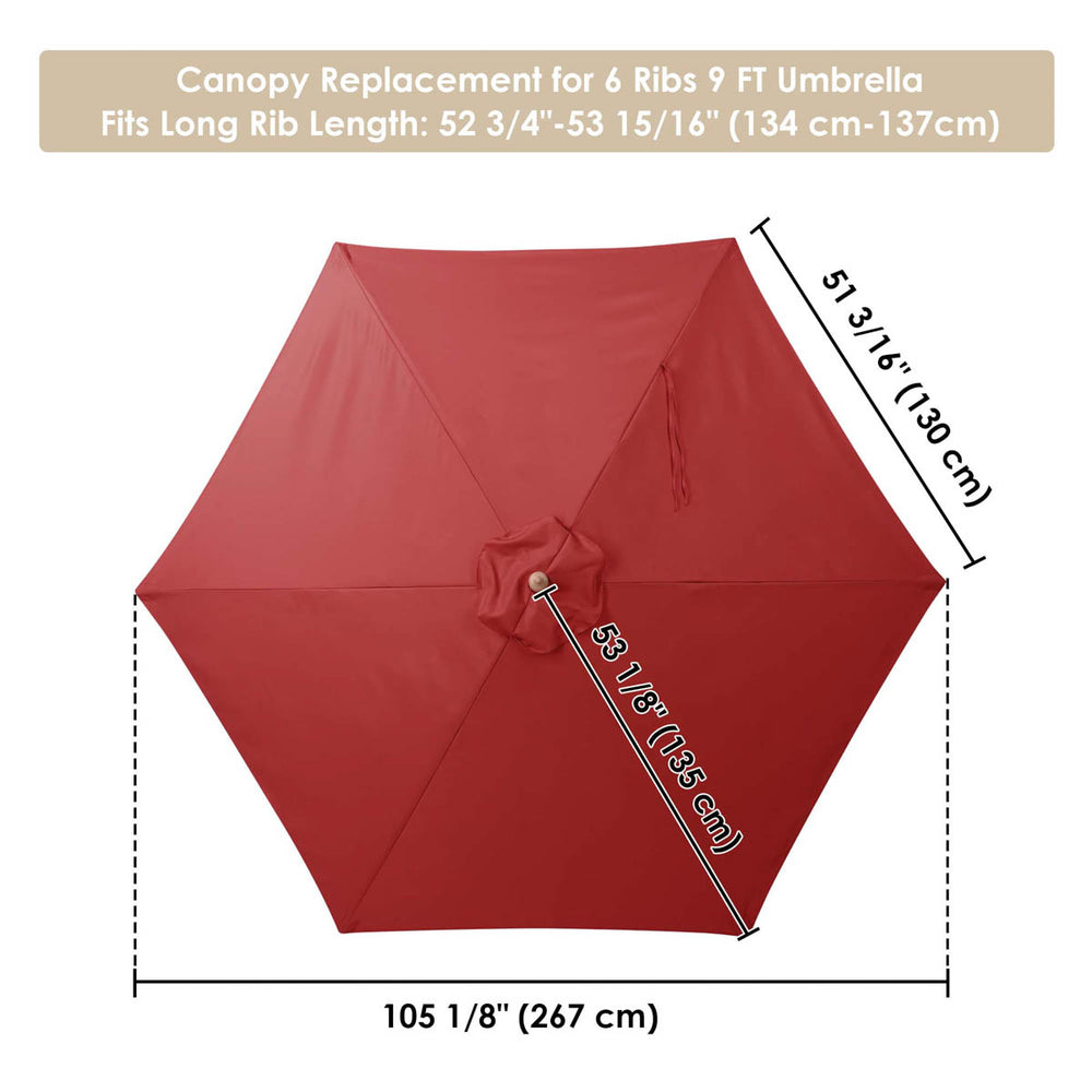4 rib patio umbrella Yescom 9' 6-Rib Outdoor Patio Umbrella Replacement Canopy Multiple Colors