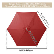 Yescom 9' 6-Rib Outdoor Patio Umbrella Replacement Canopy Multiple Colors, Red Image