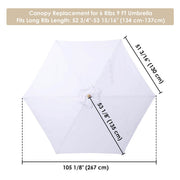 Yescom 9' Patio Umbrella Replacement Canopy 6 Rib Outdoor Yard Deck Cover Top