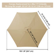 Yescom 9' Patio Umbrella Replacement Canopy 6 Rib Outdoor Yard Deck Cover Top