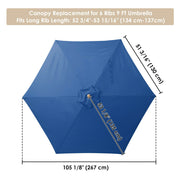 Yescom 9' Patio Umbrella Replacement Canopy 6 Rib Outdoor Yard Deck Cover Top